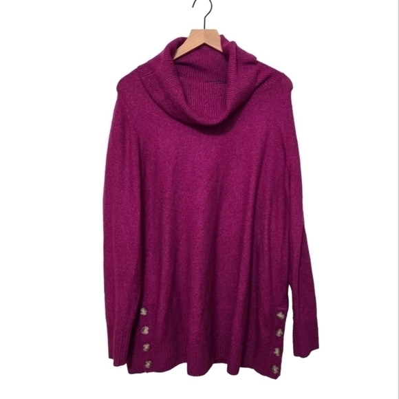 LOFT Sweaters - Loft Merino Wool Blend Fuschia Pink Cowl Neck Sweater Size 16/18